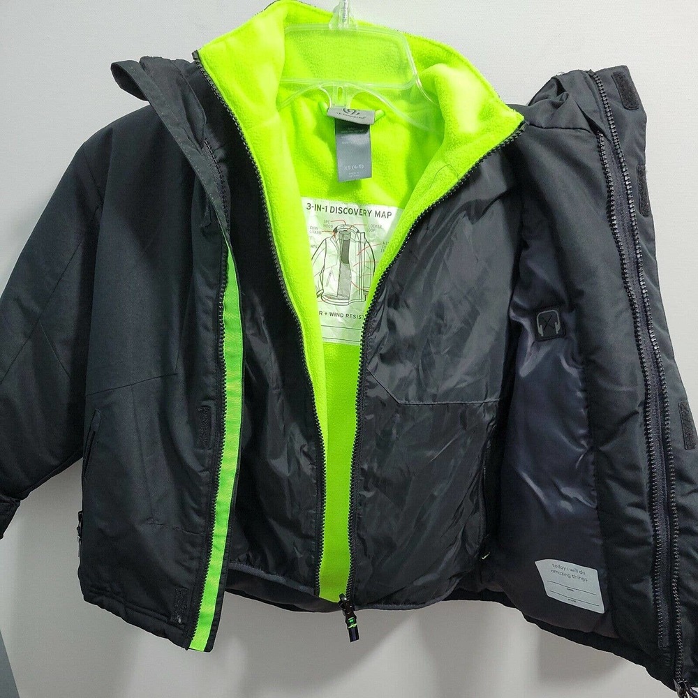 Champion Kids Black & Lime Green 3in1 Puff Jacket Size XS(4-5) 32423-0582 - Picture 6 of 9